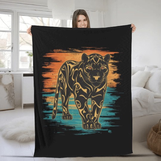 Sunset Panther Fleece Blankets