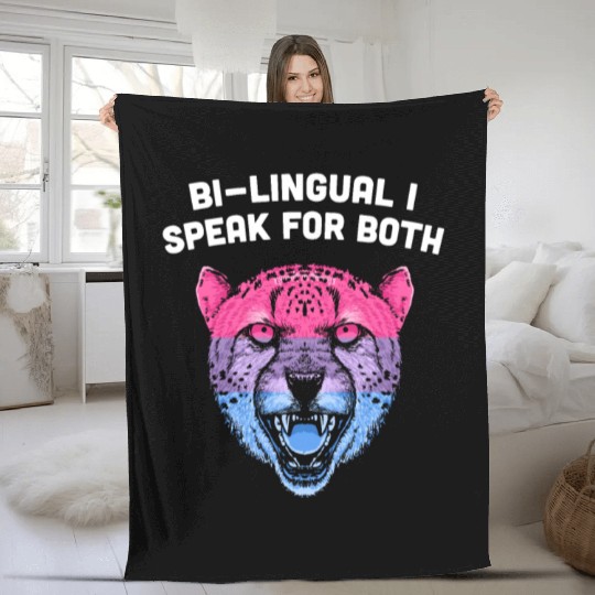 Bilingual I Speak for Both Bisexual Pride Month Bi Fleece Blankets