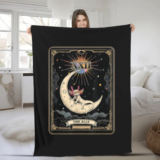 Pride Rainbow Sunglasses Ally Axolotl Fleece Blankets