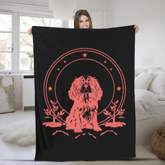 Cavalier King Charles Spaniel Celestial Tarot Card Fleece Blankets