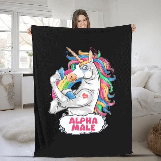 Alpha Male Unicorn Embrace Your Unique Masculinity Fleece Blankets