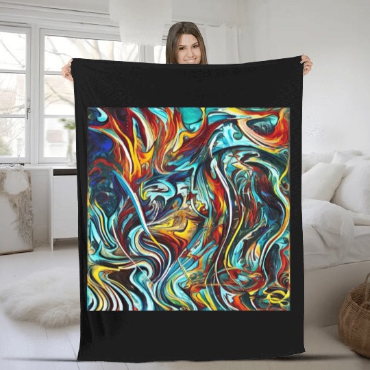 Multi abstrack Fleece Blankets
