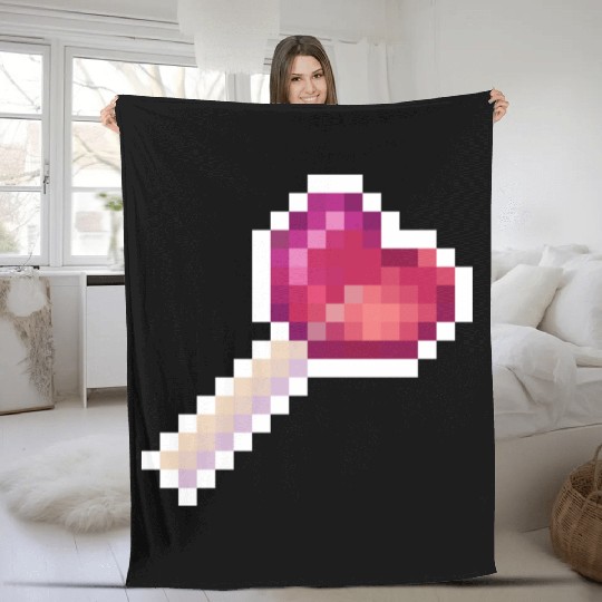 Pixel Art Sprite Cute Heart Lollipop Fleece Blankets