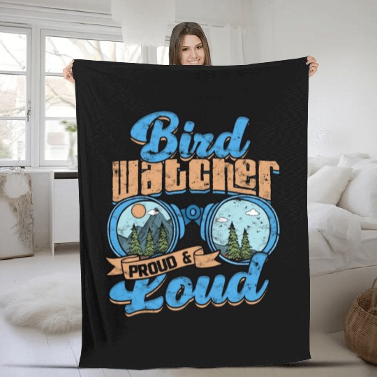 Birdwatching Bird watcher proud and loud Fleece Blankets