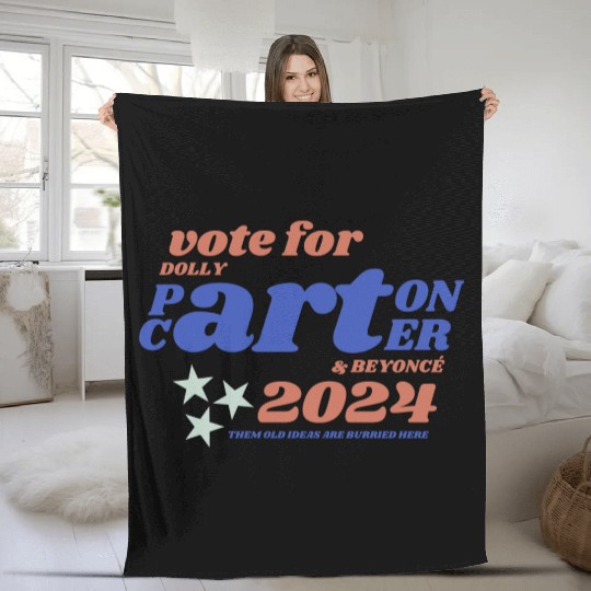 Vote Beyonce and Dolly 2024 Election Cowboy Carter Fleece Blankets