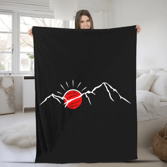 Mountain sketch sun Fleece Blankets