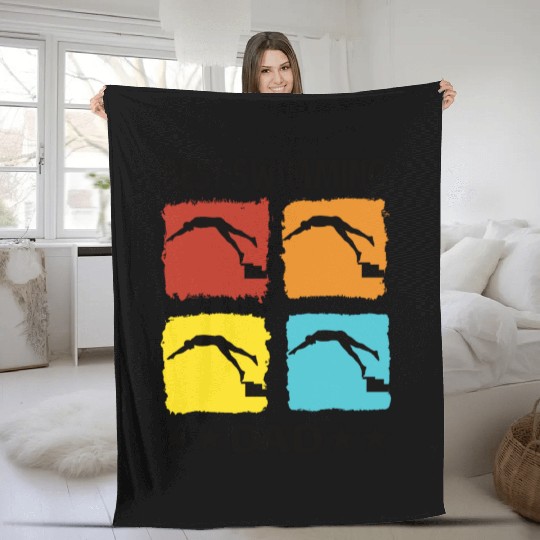 Best Swimming Dad Fleece Blankets