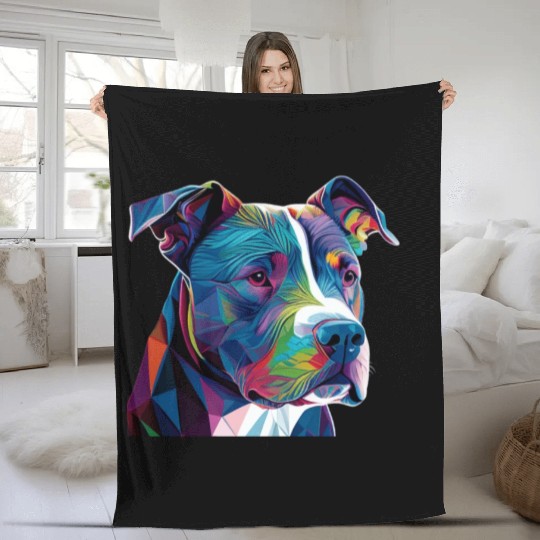 Neon Bluenose Pitbull Family Art Fleece Blankets