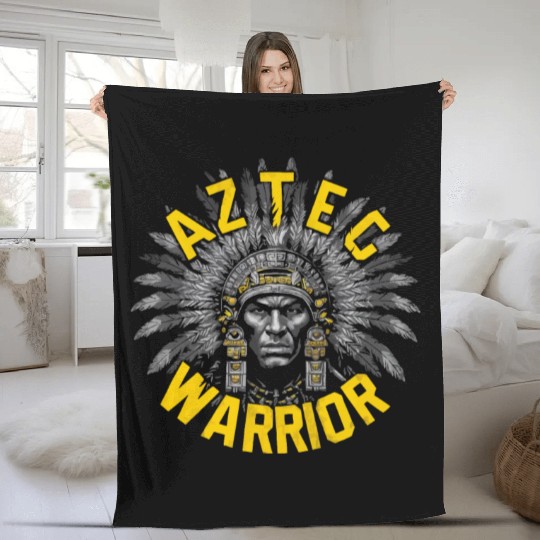 Aztec Warrior Indigenous Mexican Aztec Jaguar Fleece Blankets