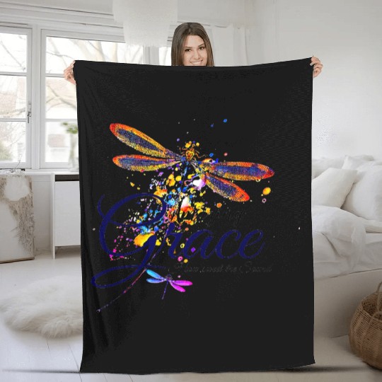 Amazing Grace Dragonfly splatter Fleece Blankets
