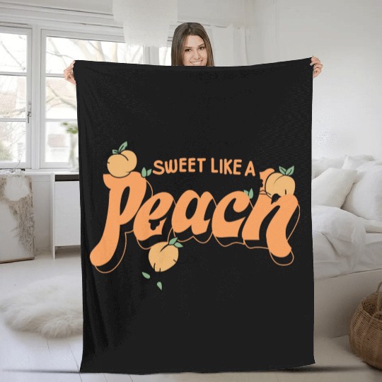 Sweet Like A Peach Fleece Blankets