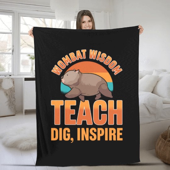 Wombat Wisdom: Teach, Dig, Inspire Wombat Teacher Fleece Blankets