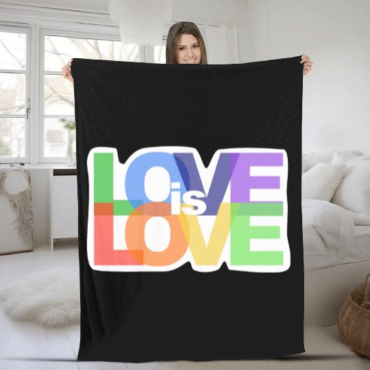 love is love lgbt rainbow colored Fleece Blankets