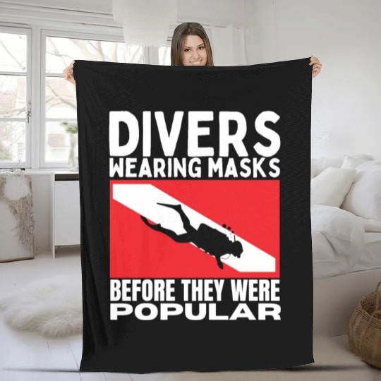 Scuba Diving Mask Pun Funny Scuba Diver Fleece Blankets