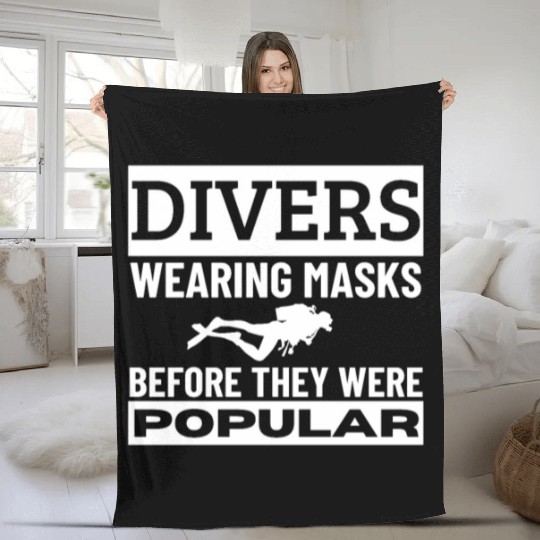 Scuba Diving Mask Pun Funny Scuba Diver Fleece Blankets