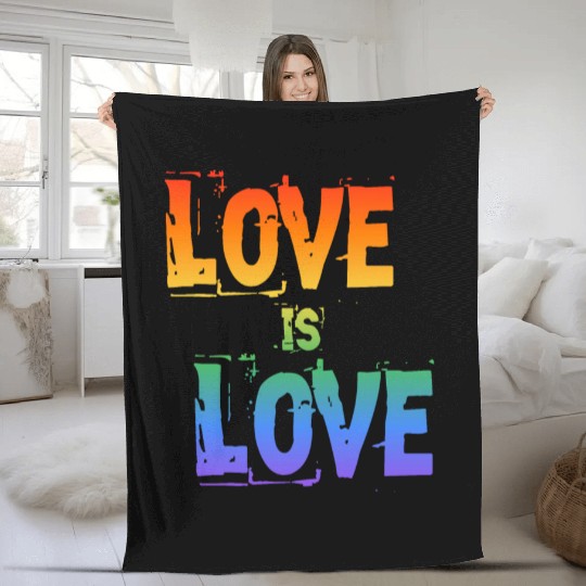 love is love letter rainbow colored Fleece Blankets