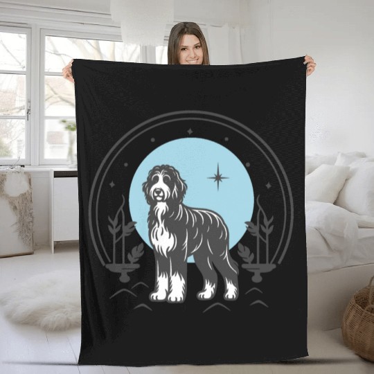 Bernedoodle Tarot Card Dog | Celestial and Starsee Fleece Blankets