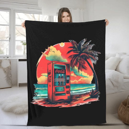 Retro Soda Machine Beach Fleece Blankets