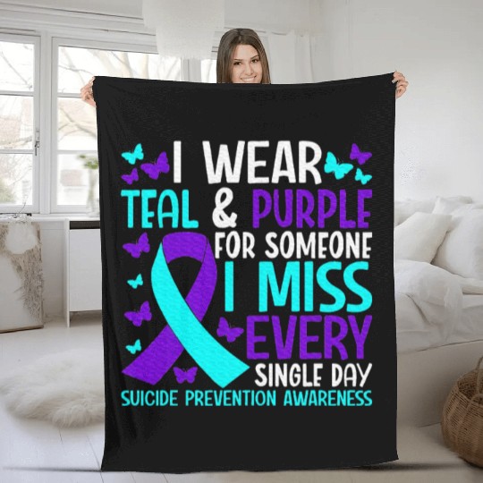 I Wear Teal And Purple For Someone Fleece Blankets