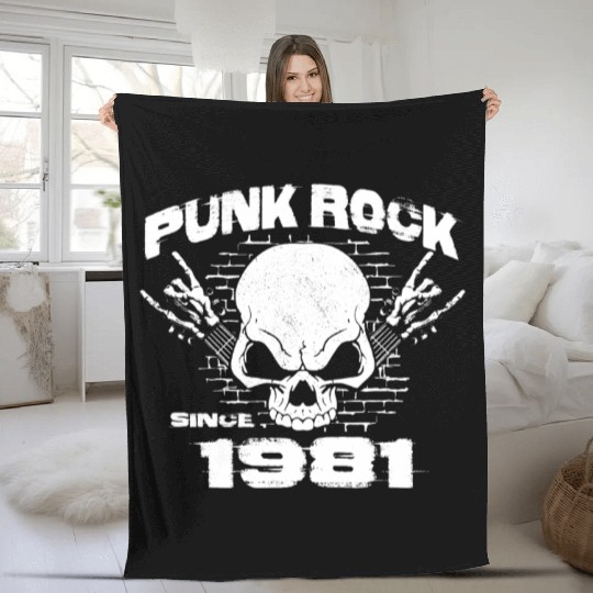 43rd Birthday - Punk Rock Since 1981 Skull Rock Fleece Blankets