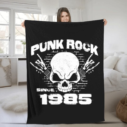 39th Birthday - Punk Rock Since 1985 Skull Rock Fleece Blankets