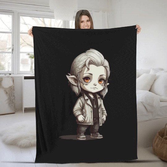 Chibi Character Illustration Fleece Blankets