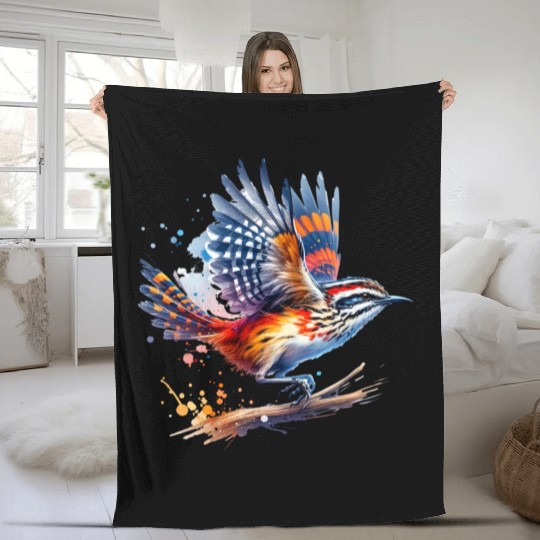 Australian Logrunner in Flight Fleece Blankets
