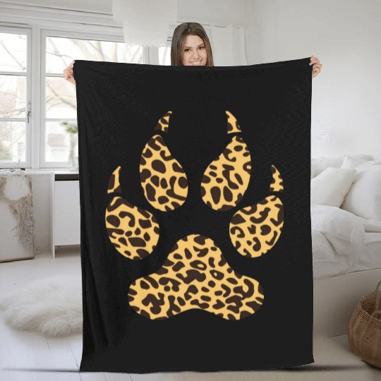Leopard Paw Funny Jaguar Animal Lover Pawprint Pun Fleece Blankets