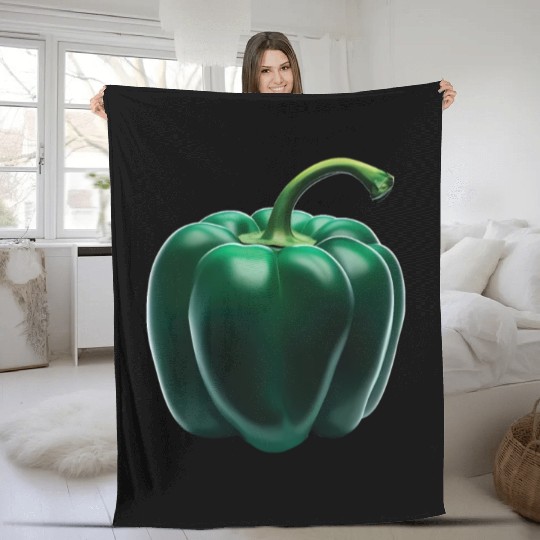 Green Bell Pepper Fleece Blankets