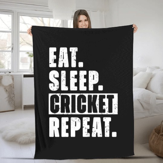 Cricket Fans Eat Sleep Cricket Repeat Fleece Blankets