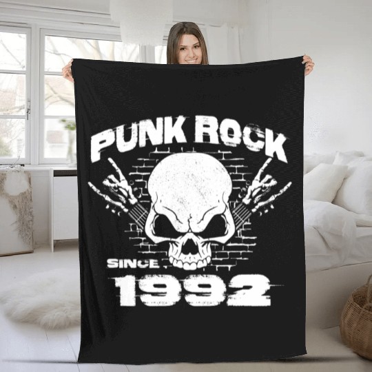 Punk Rock Since 1992 - Skull Rock Hands 32nd Fleece Blankets