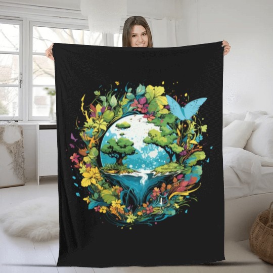 Respect Your Mother Earth Day Save Our Planet Fleece Blankets