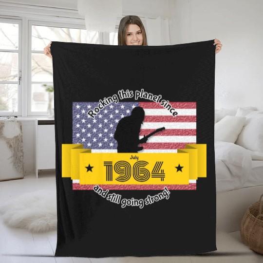 60th birthday Rocking this planet since 07/1964 Fleece Blankets