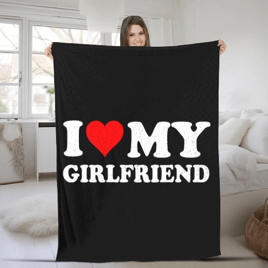 I Love My Girlfriend Gf I Heart My Girlfriend GF Fleece Blankets
