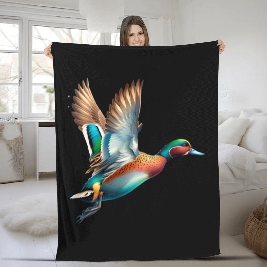 Chestnut Teal in Flight Fleece Blankets