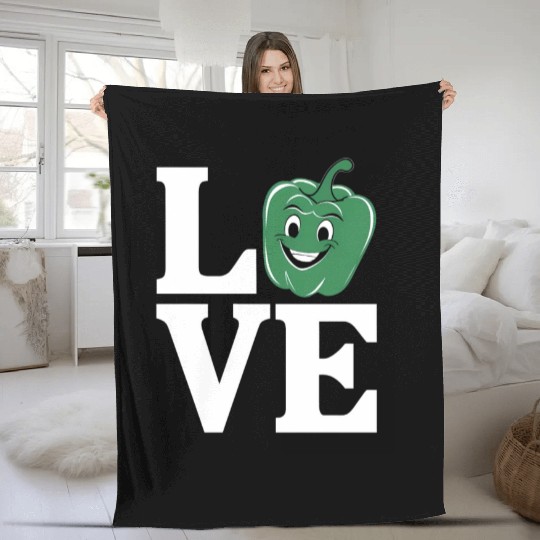 Bell Pepper Love Green Fleece Blankets