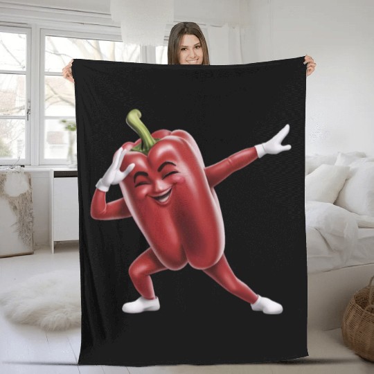 Red Bell Pepper Dabbing Realistic Fleece Blankets