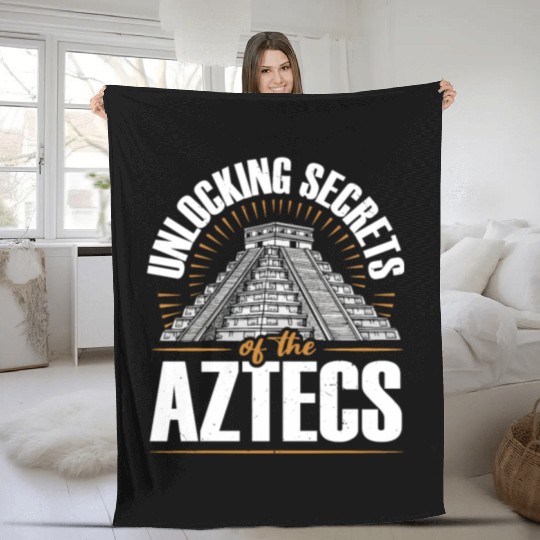 Aztec Pyramid Mayan Indigenous Mexican Aztec Fleece Blankets