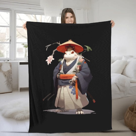 Anime Samurai Frog Fleece Blankets