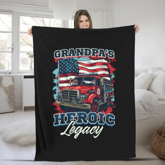 Firefighter Grandpa Heroic Legacy Fleece Blankets