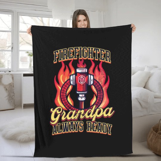 Firefighter Grandpa Always Ready Fleece Blankets