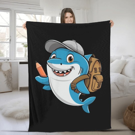 back to school shark Fleece Blankets