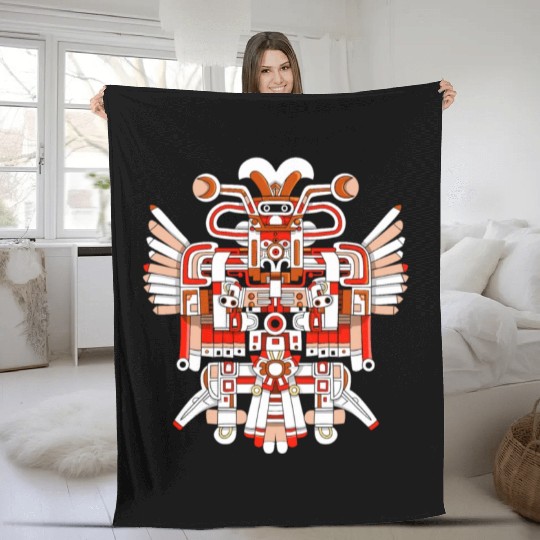 Aztec God Ancient Mythology Chalchiuhtotolin Fleece Blankets