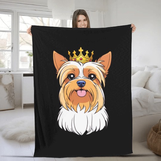 "The crowned ones" - Yorkshire Terrier Fleece Blankets
