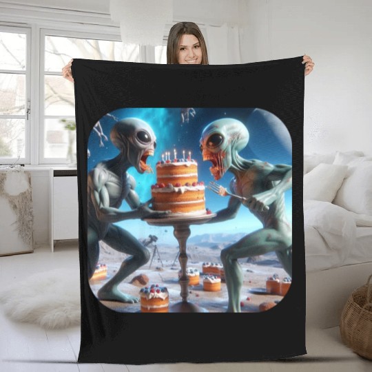 Alien cake fight Fleece Blankets