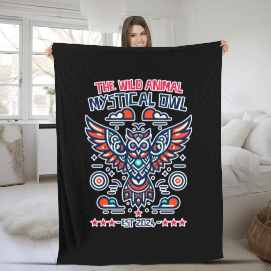 supernatural mystical owl Fleece Blankets