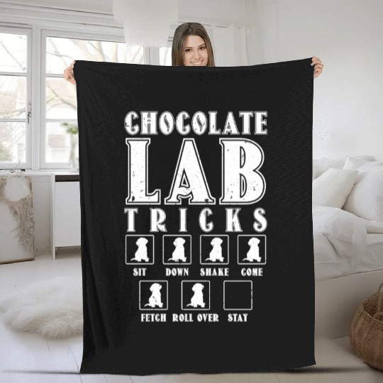 Brown Labrador CHOCOLATE LAB TRICKS Stubborn Fleece Blankets