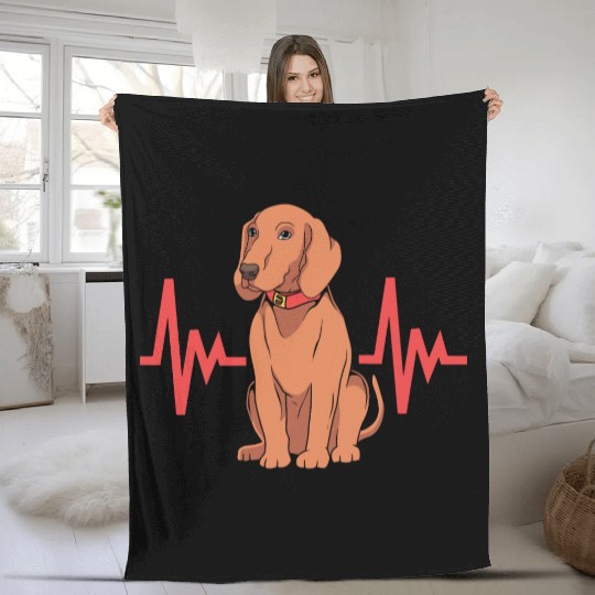 Dog Lover Heartbeat Redbone Coonhound Dog Fleece Blankets