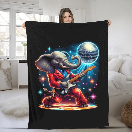 Disco Ball Guitar Elephant Fleece Blankets