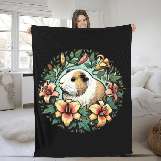 Guinea pig illustration Premium Fleece Blankets